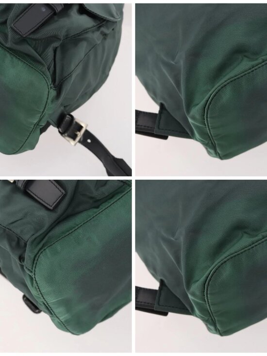 PRADA Backpack Nylon Green Silver Auth fm5140